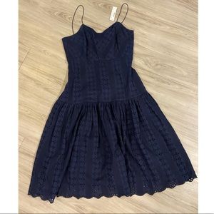 Tiered Navy Eyelet Dress J. Crew Sz 8P NWT